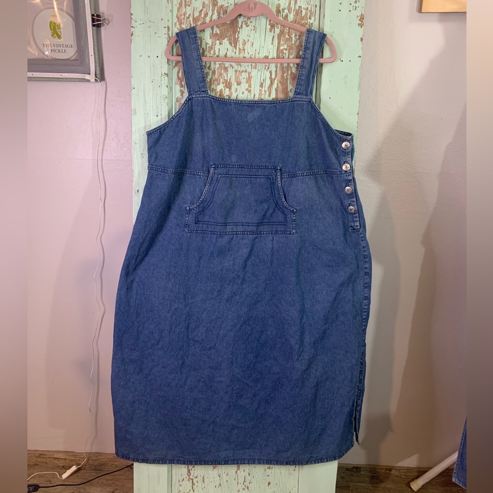 Women’s blue denim overall dress